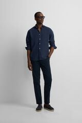 Silbon Camisa sport em linho Azul