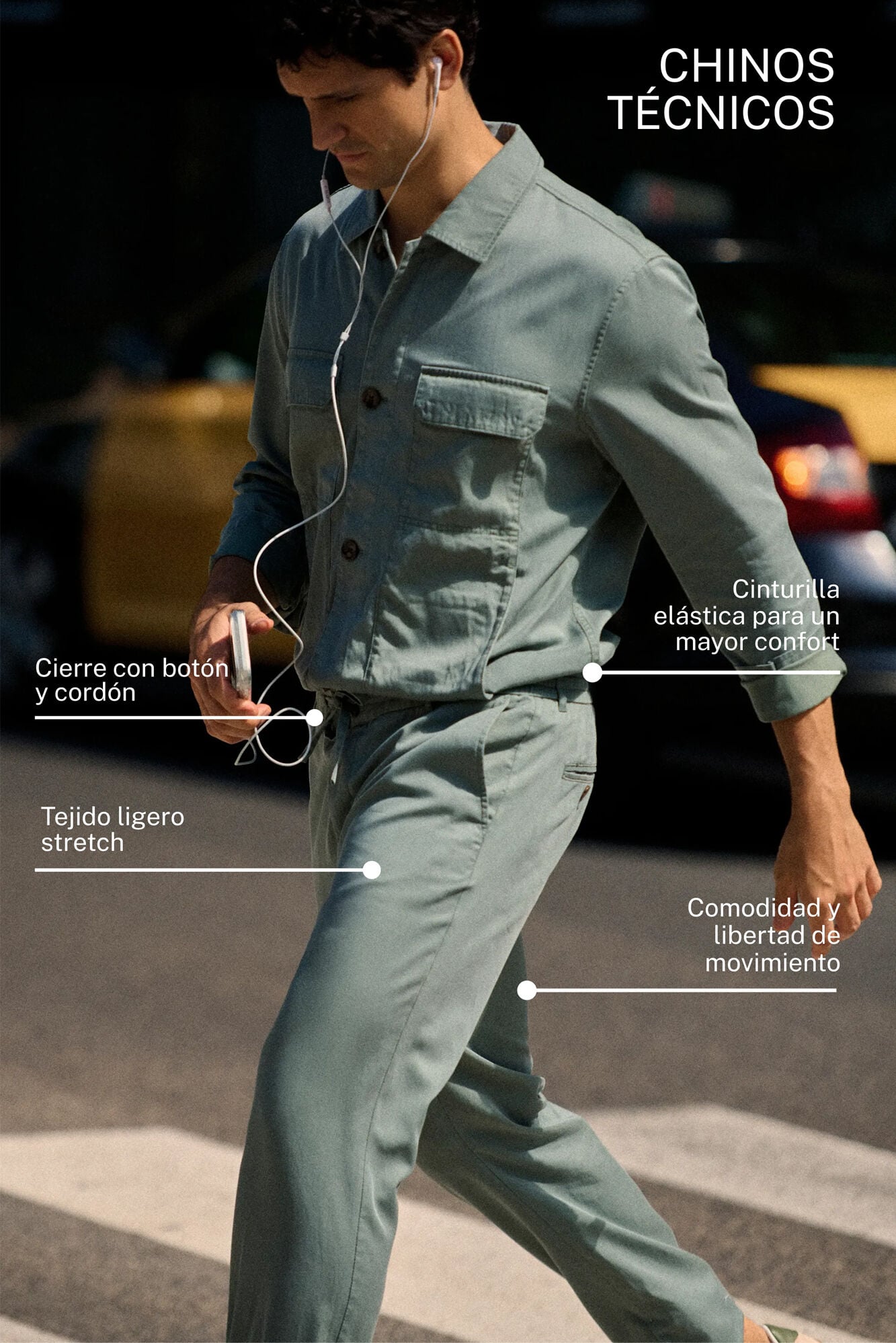 Cortefiel Lightweight slim technical chinos Navy