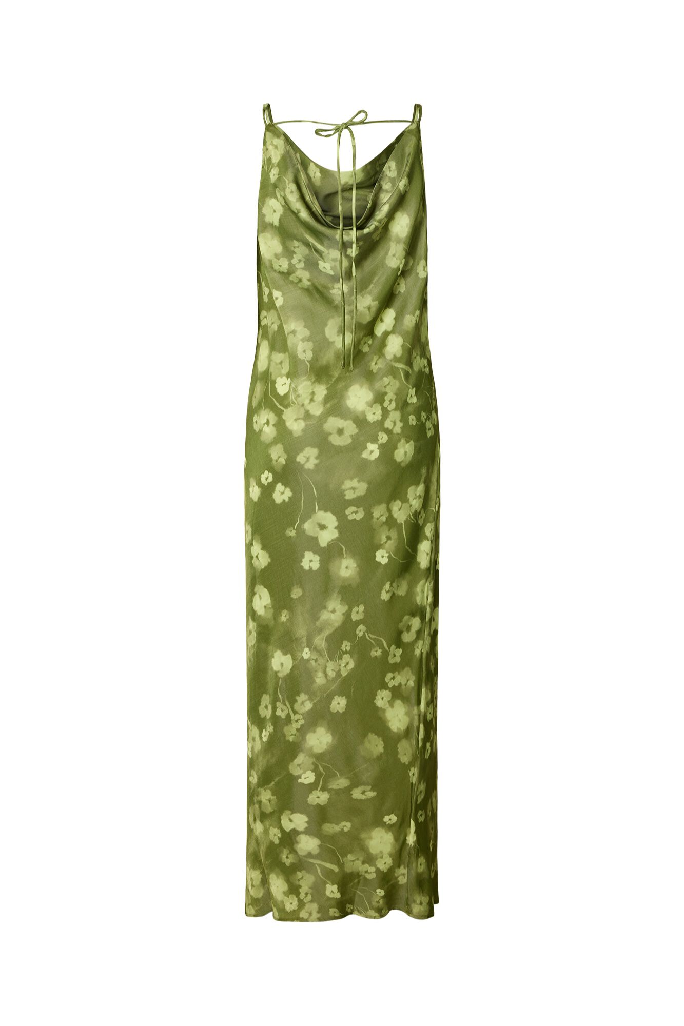 Selected Long thin strap dress Green