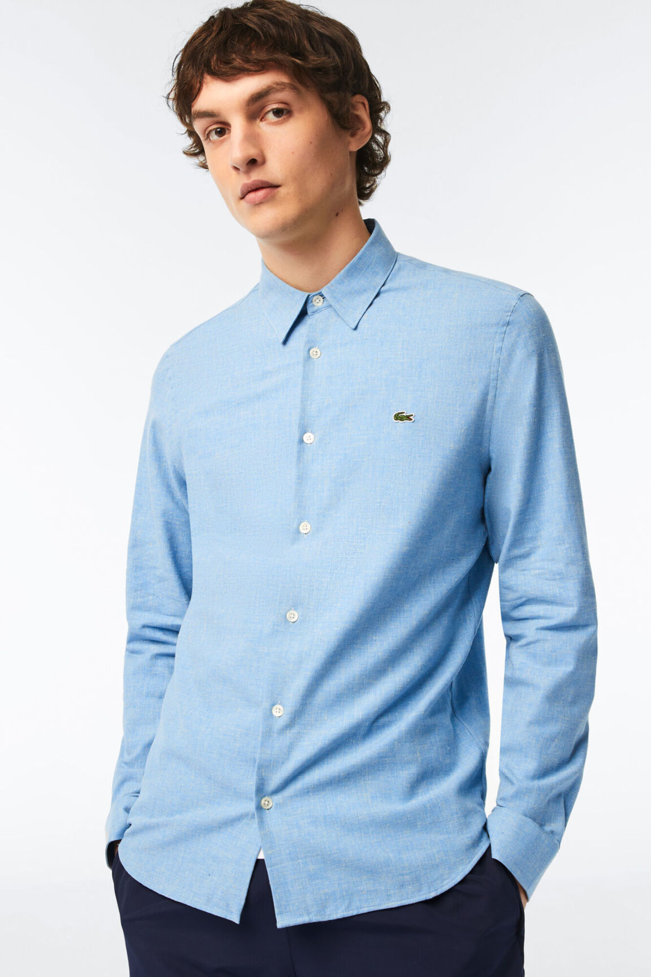 Lacoste Camisa lisa algod&oacute;n