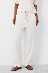 Cortefiel Trousers with belt Ivory