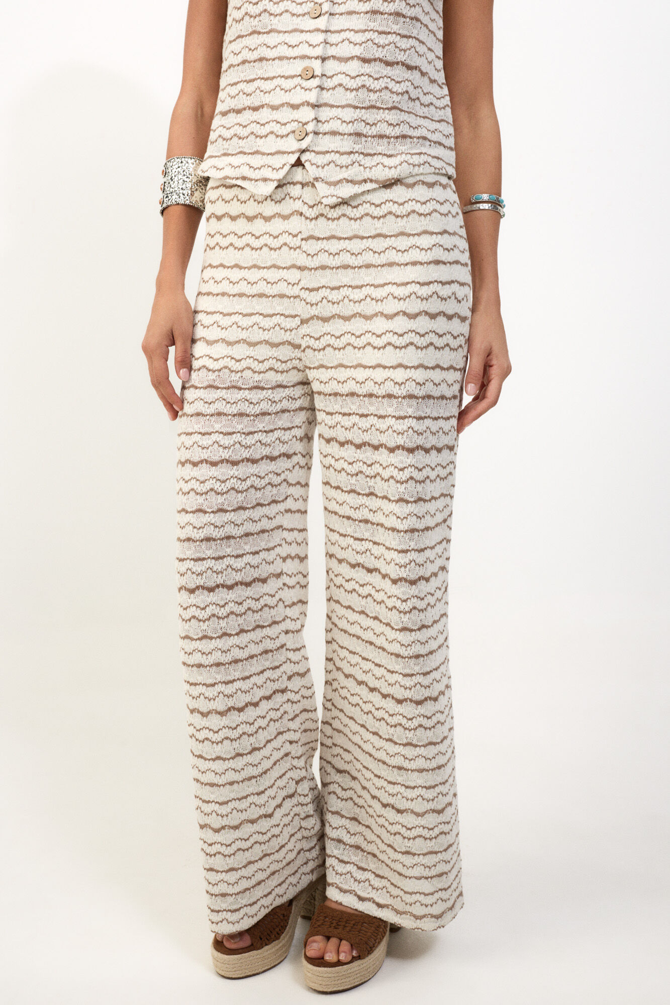 Slowlove Pantal&oacute;n de punto Castanho