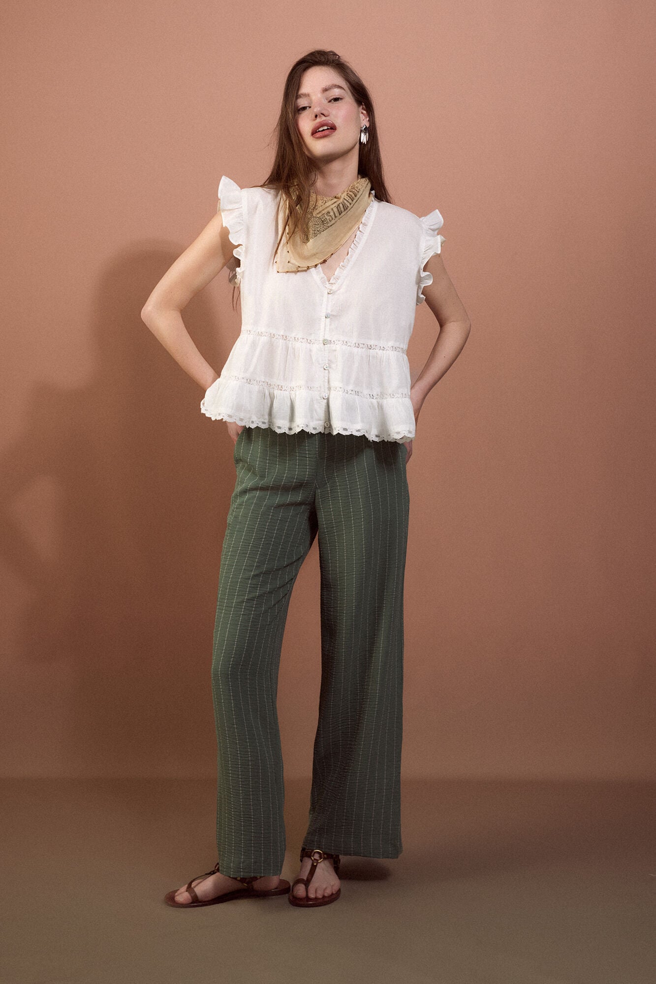 Slowlove Pantal&oacute;n de pata ancha Verde