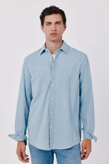 Cortefiel Chambray utility shirt Blue