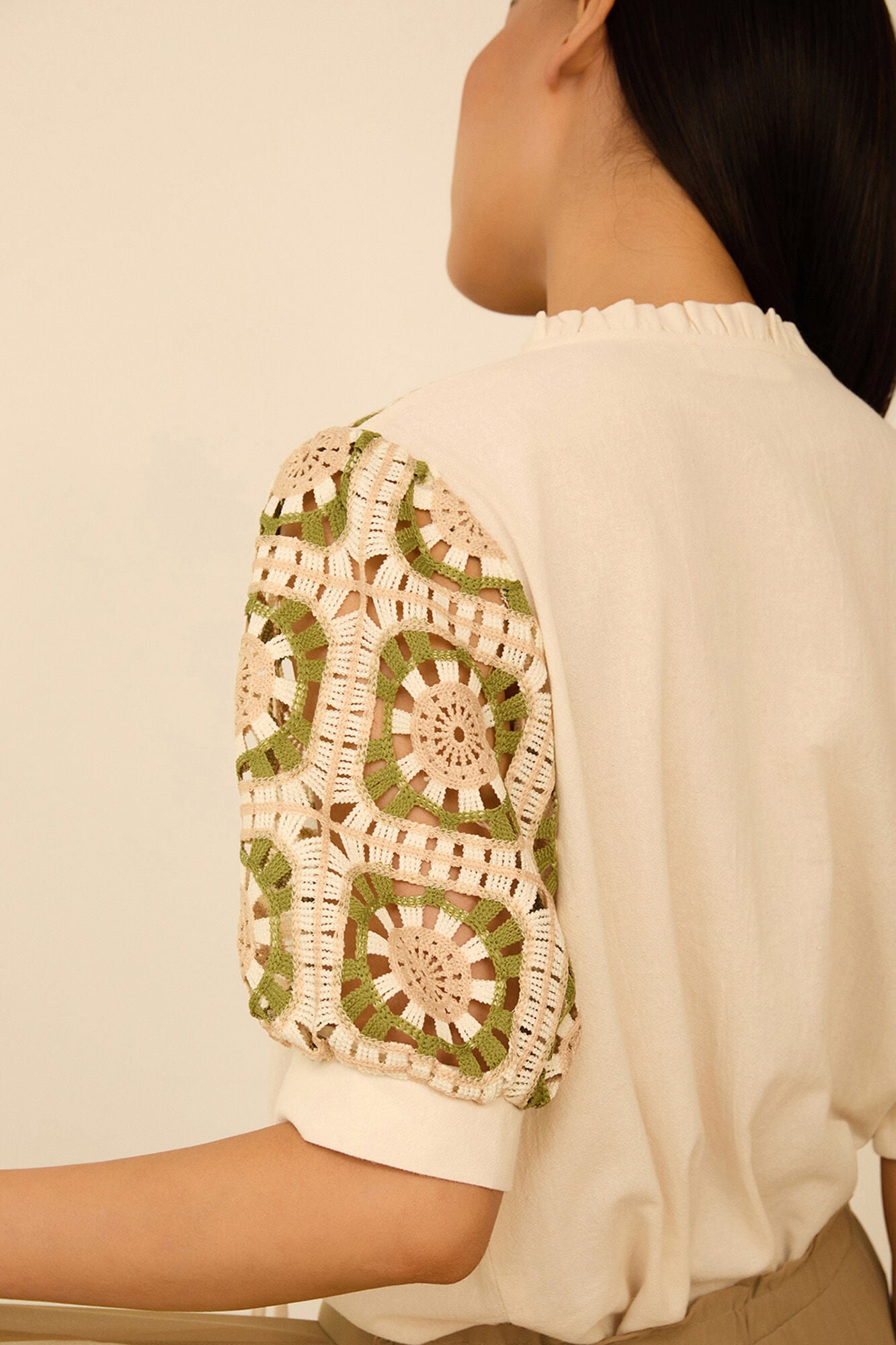Meisie Crochet blouse White
