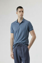 PuroEGO Polo em algod&atilde;o dobby liquen Azul