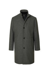 Selected Wool coat with a funnel neck   Grey
