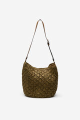 Cortefiel Braided raffia bag Kaki
