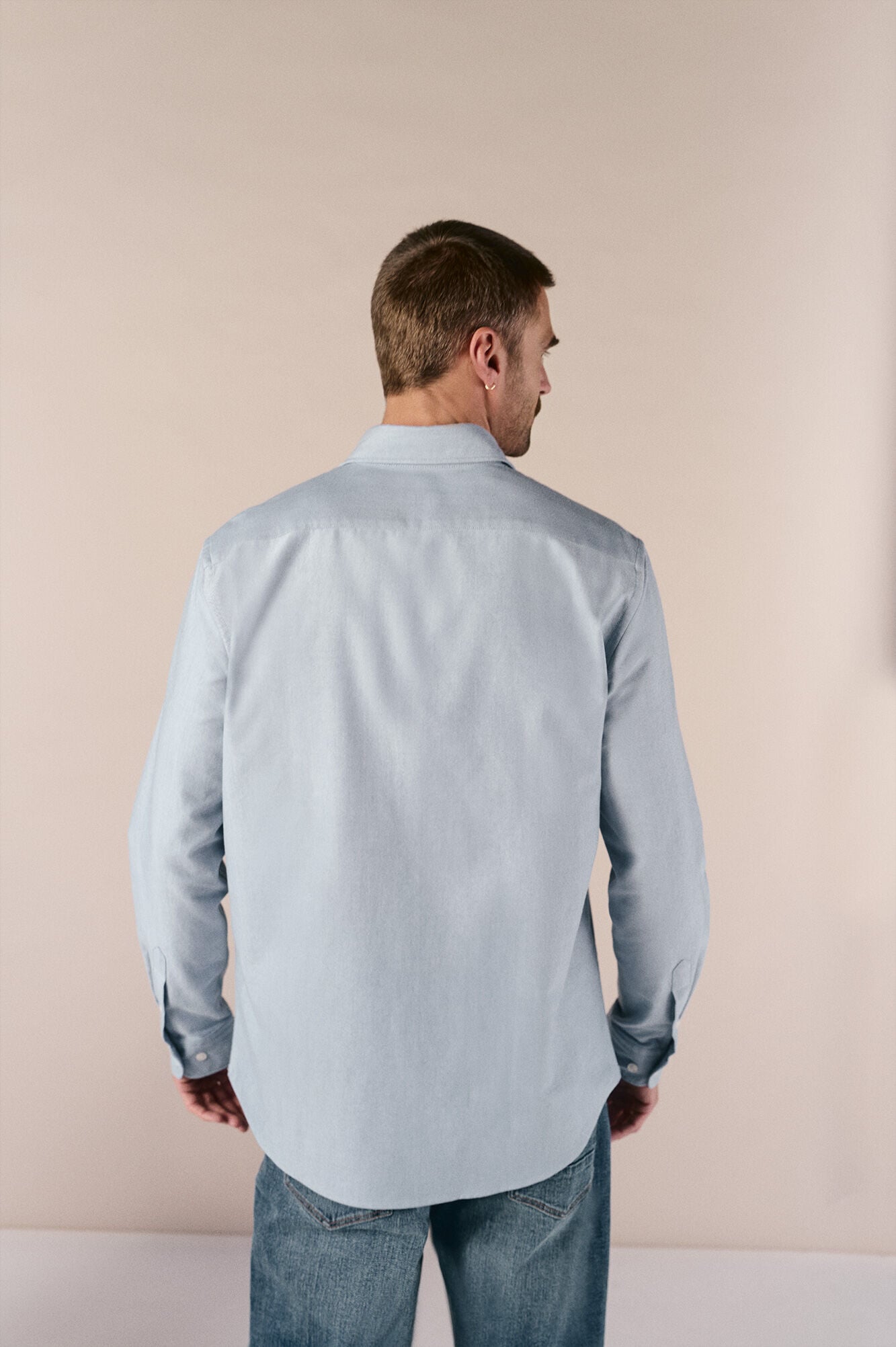 OOTO Camisa oxford lisa de manga comprida Azul
