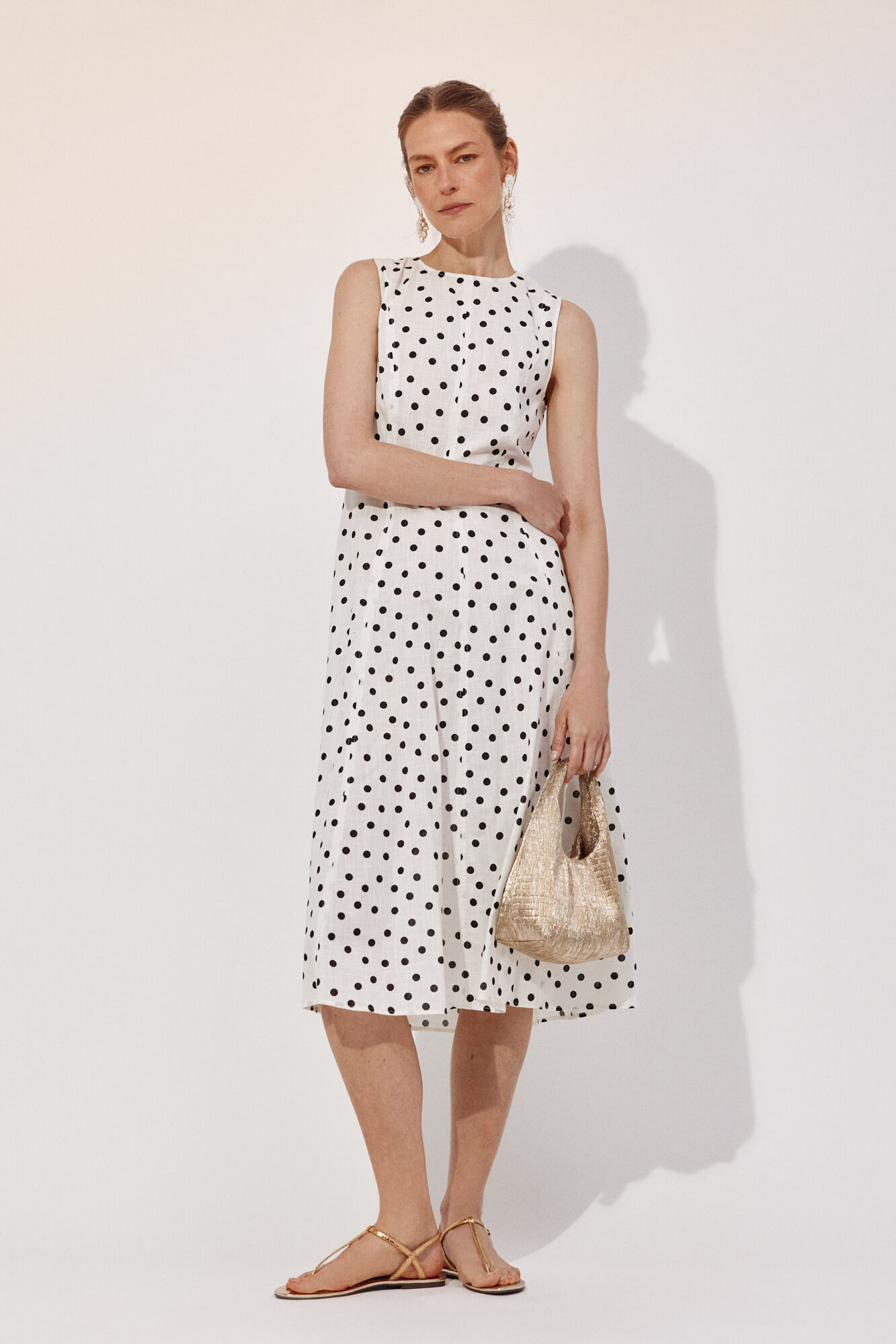 Cortefiel Vestido estampado pontos Cinzento