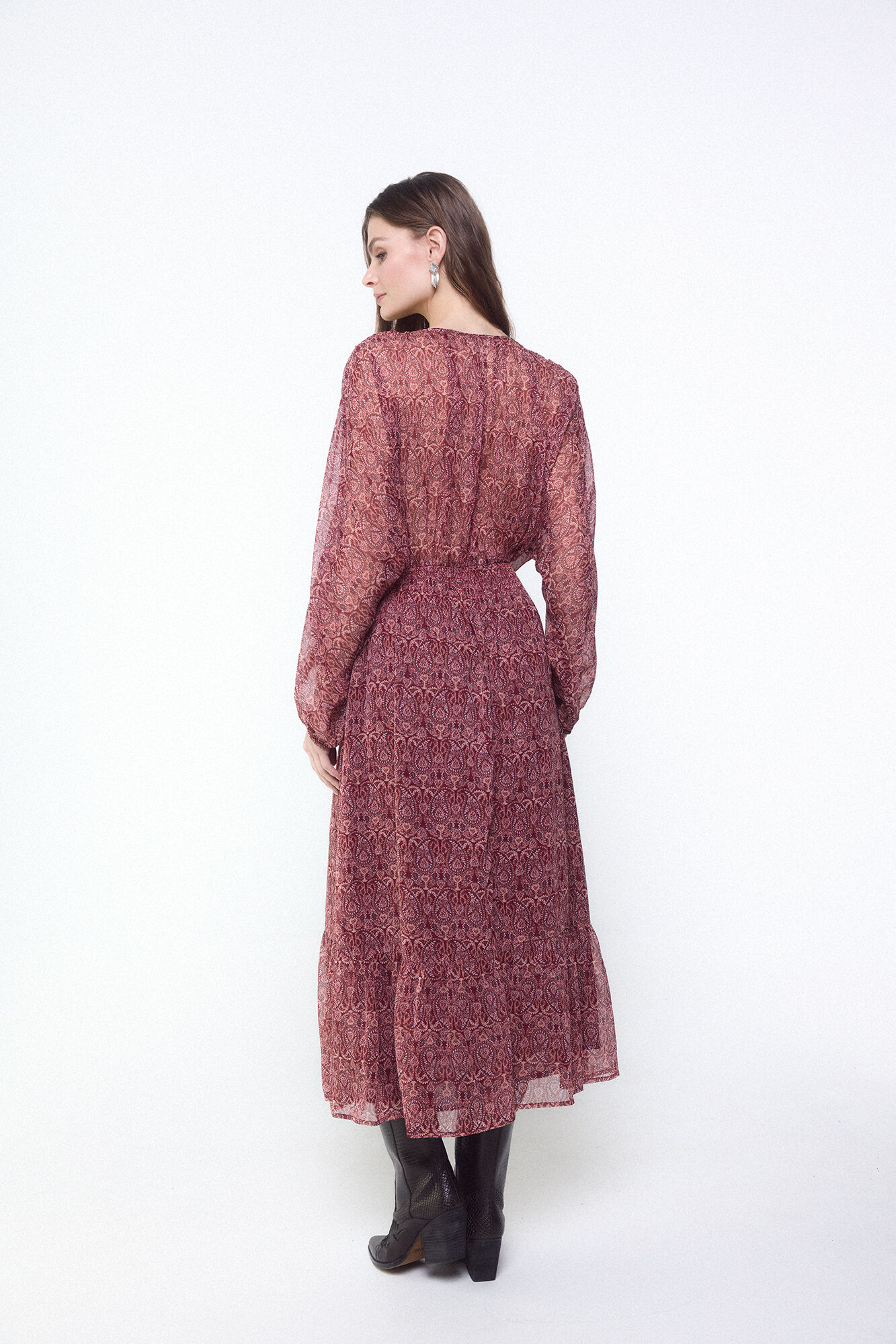 Slowlove Vestido estampado bordados pedrer&iacute;a Rojo