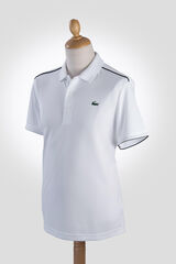 Lacoste Polo con ribetes en contraste en los hombros y los extremos de las mangas Blanco