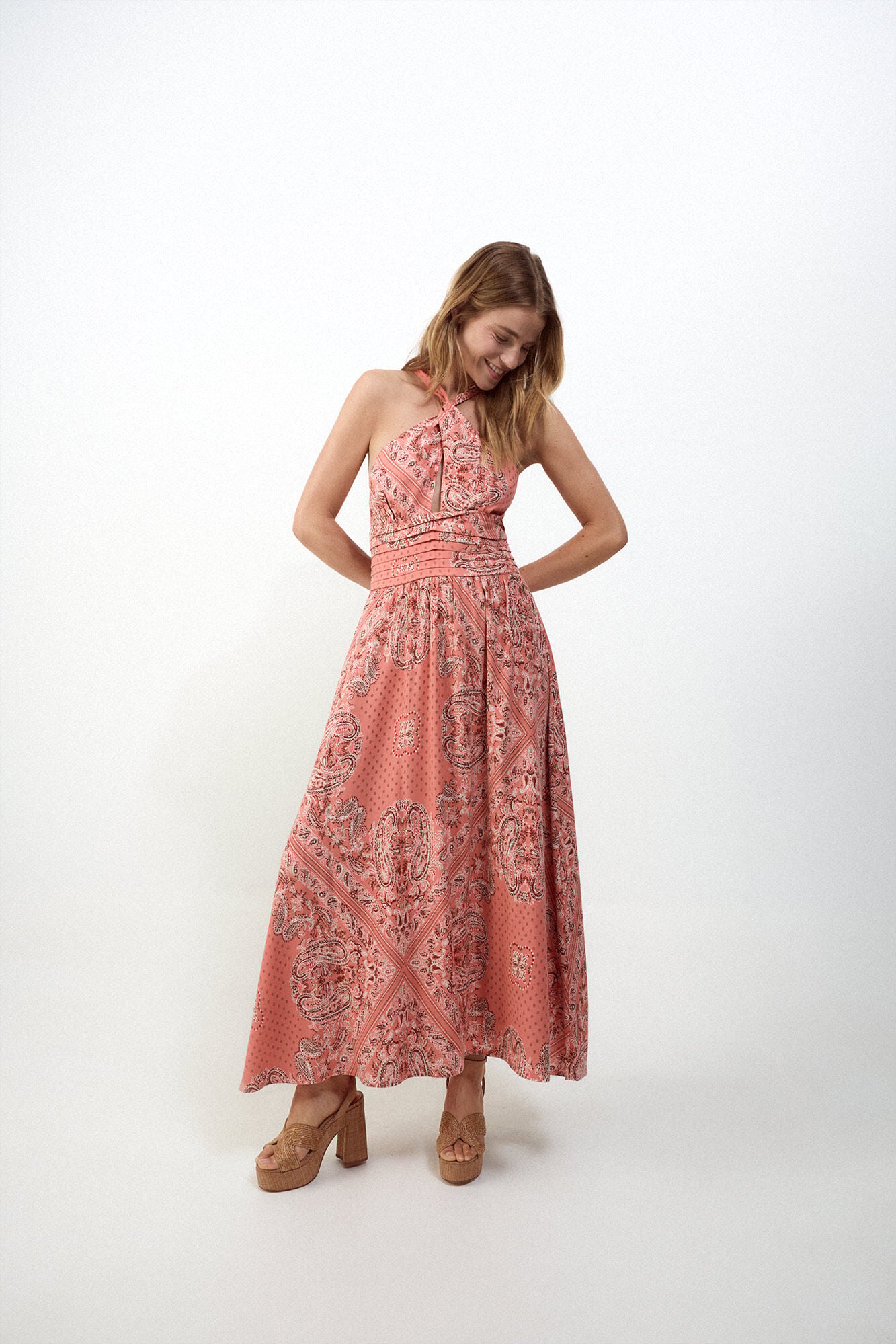 Slowlove Vestido estampado halter Multicolorido