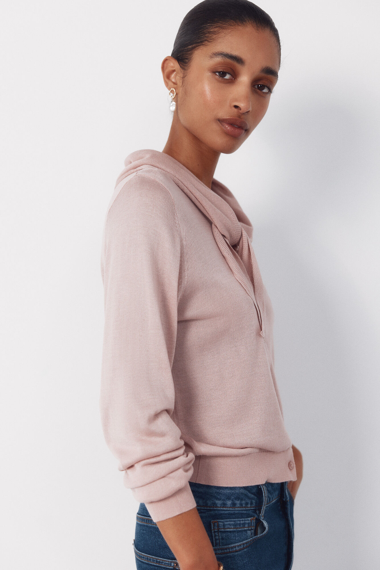 Cortefiel Jersey-knit basic jacket Pink
