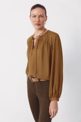Cortefiel Blusa cord&oacute;n Kaki