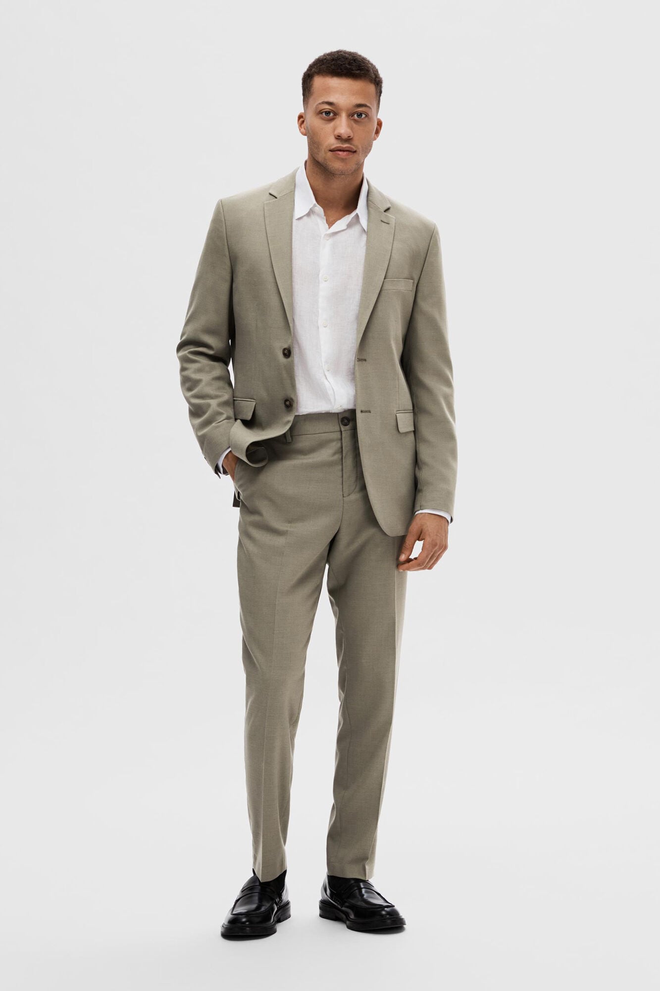 Selected Cal&ccedil;as de fato Slim Fit confecionadas com l&atilde;