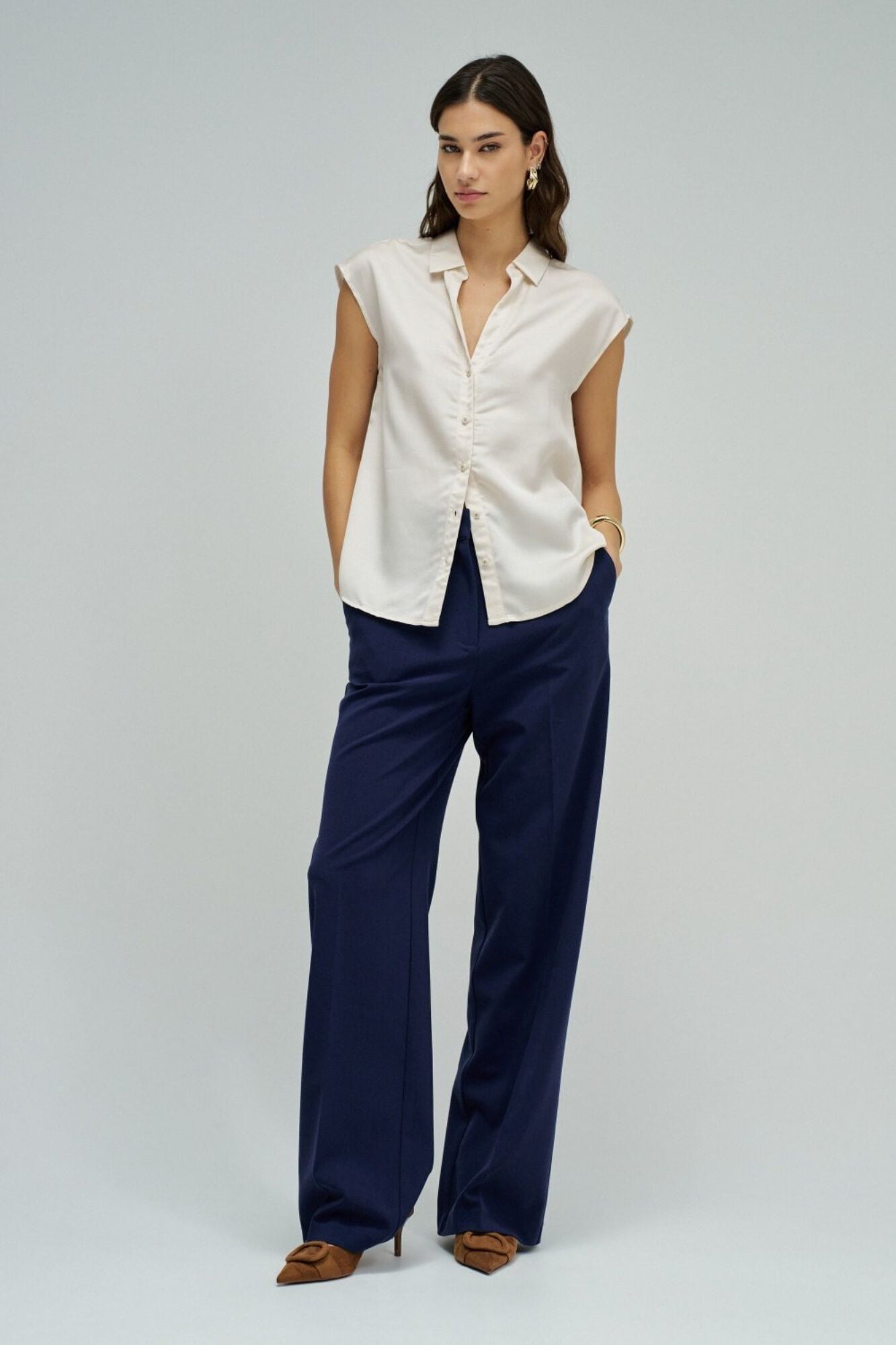 Salsa Jeans Camisa em ganga leve