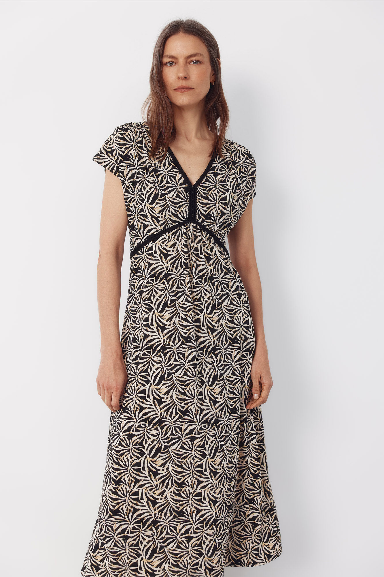 Cortefiel Braided dress Printed grey