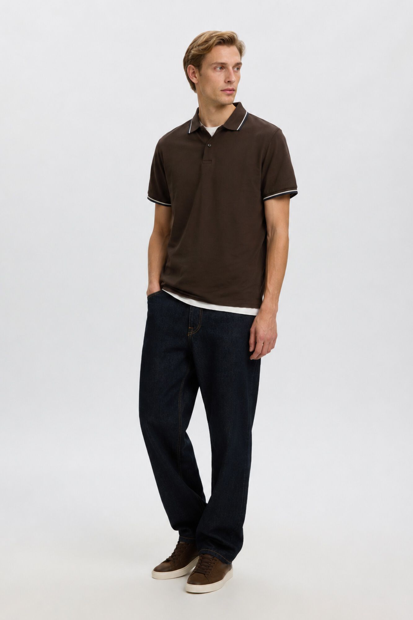 Selected Piqu&eacute; short sleeve polo shirt