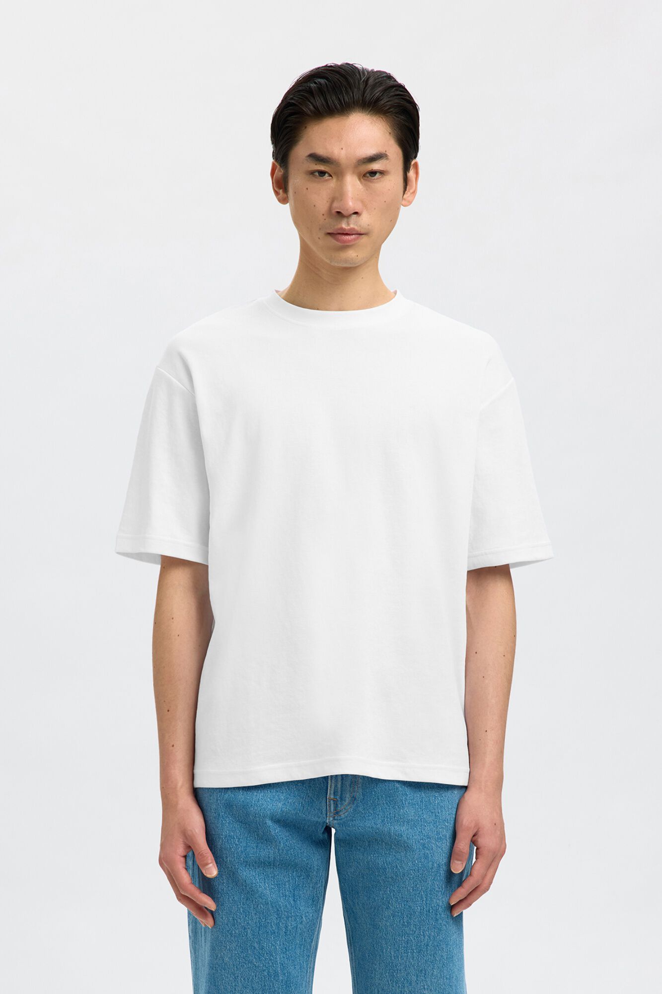 Selected T-shirt manga curta relax Branco