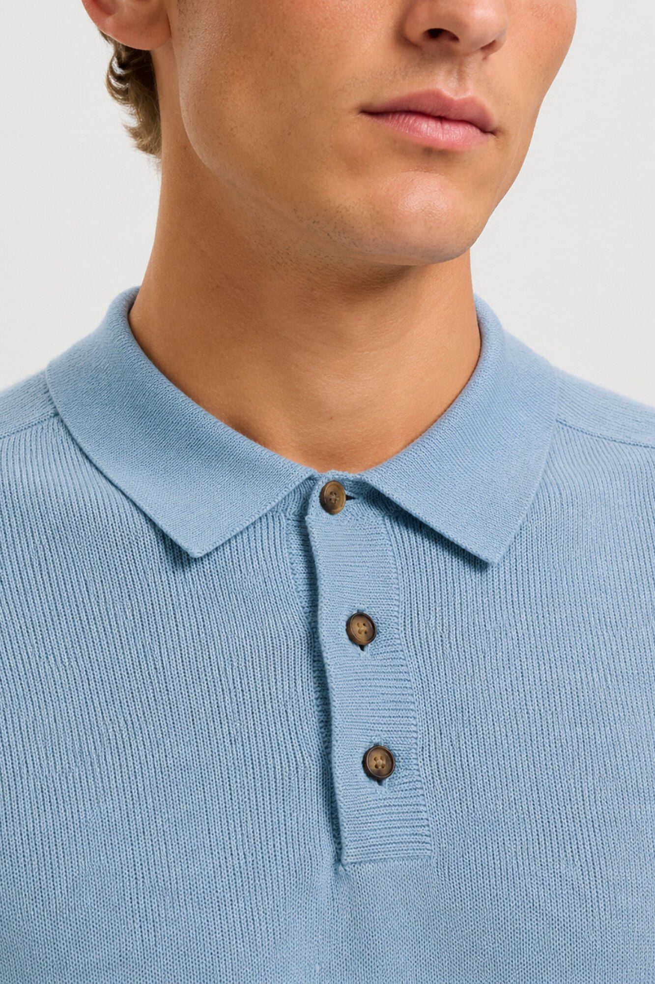 Selected Short sleeve jersey-knit polo shirt