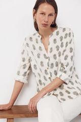 Cortefiel Mandarin collar shirt Printed green