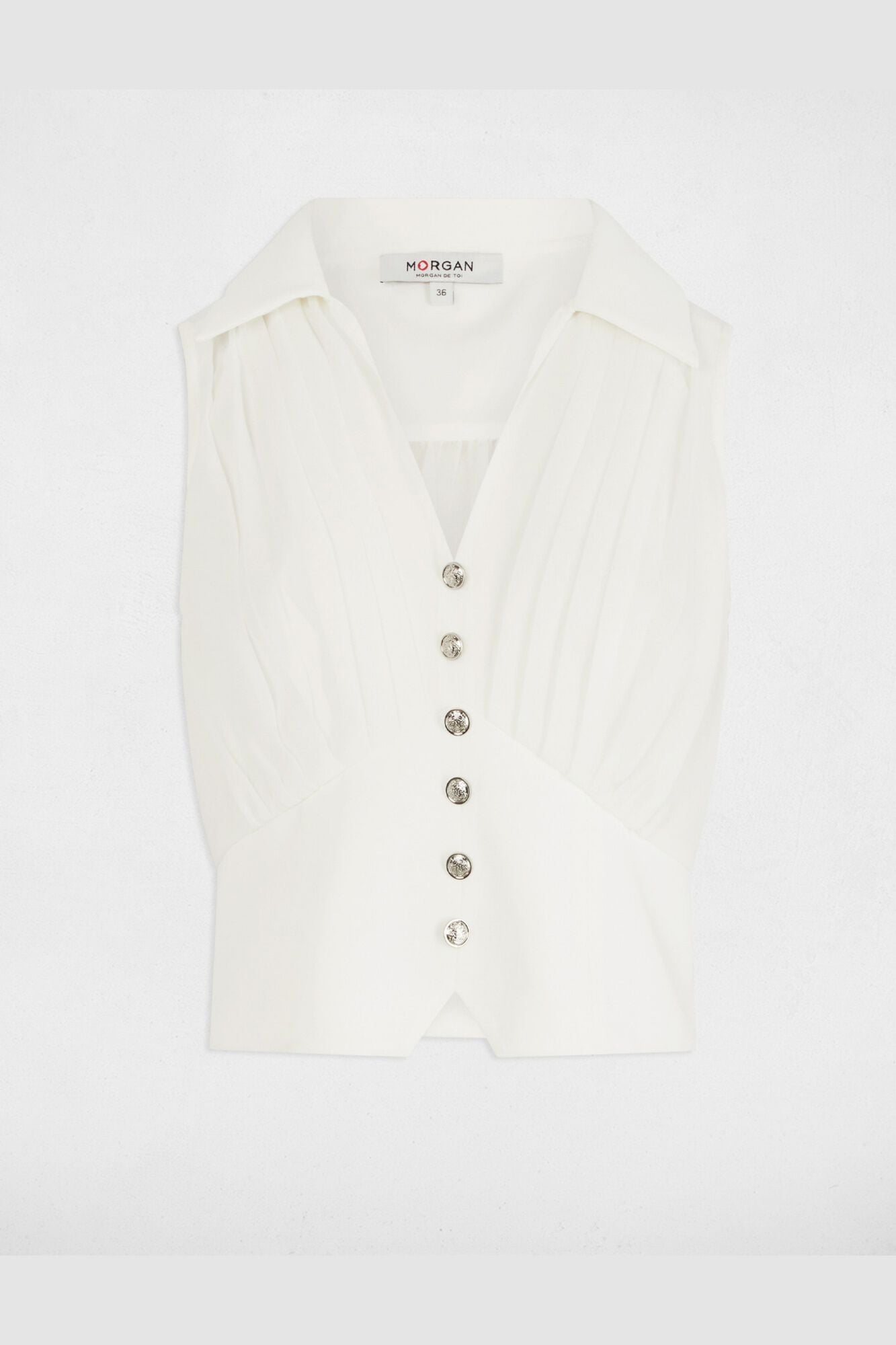 Morgan Top plissado sem mangas Branco