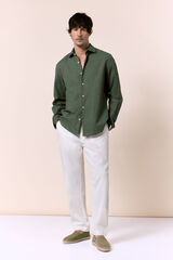 OOTO Linen-cotton regular fit trousers Ivory