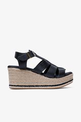 Popa Rumari leather low wedge sandal Black
