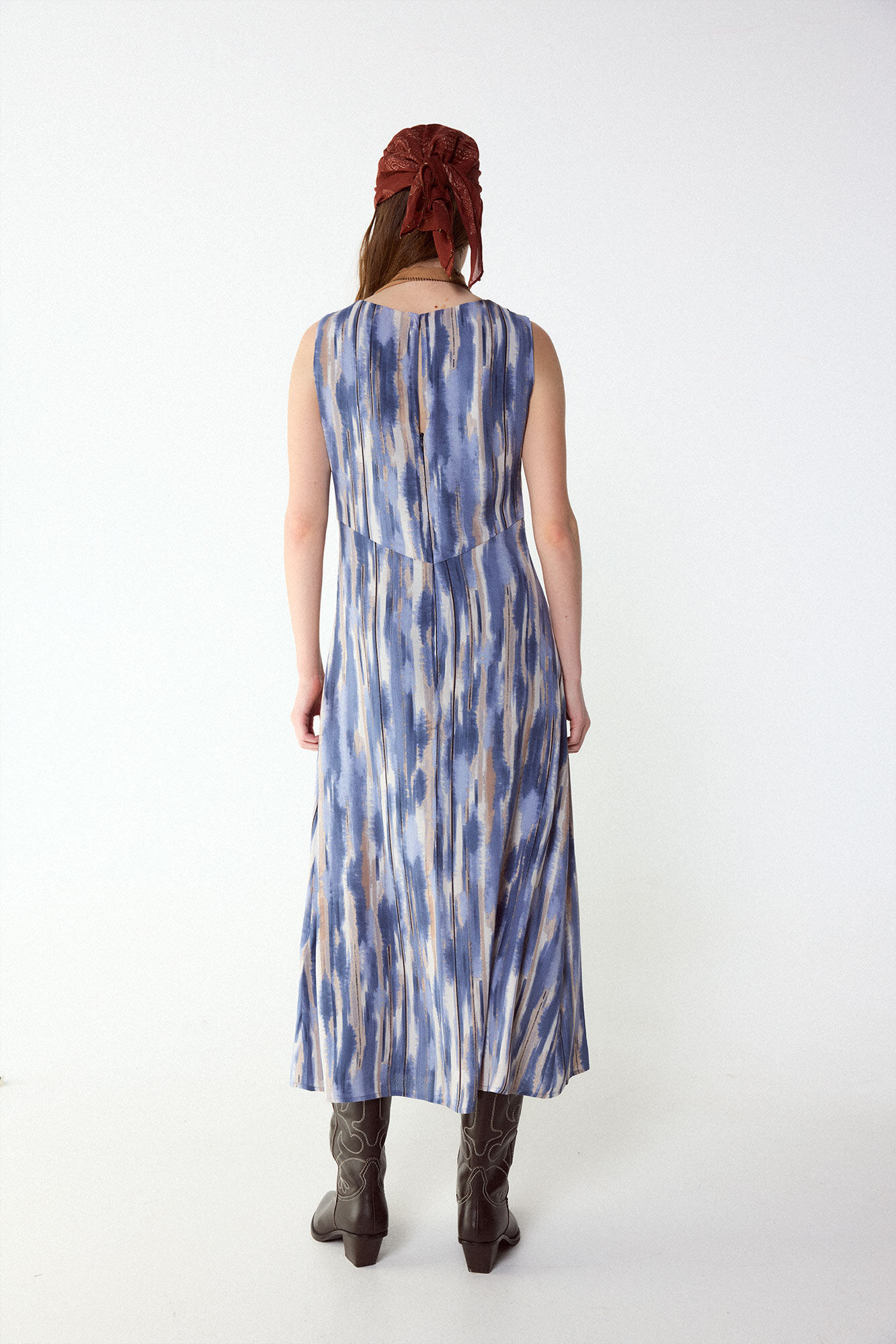 Slowlove Vestido estampado frunce Estampado azul