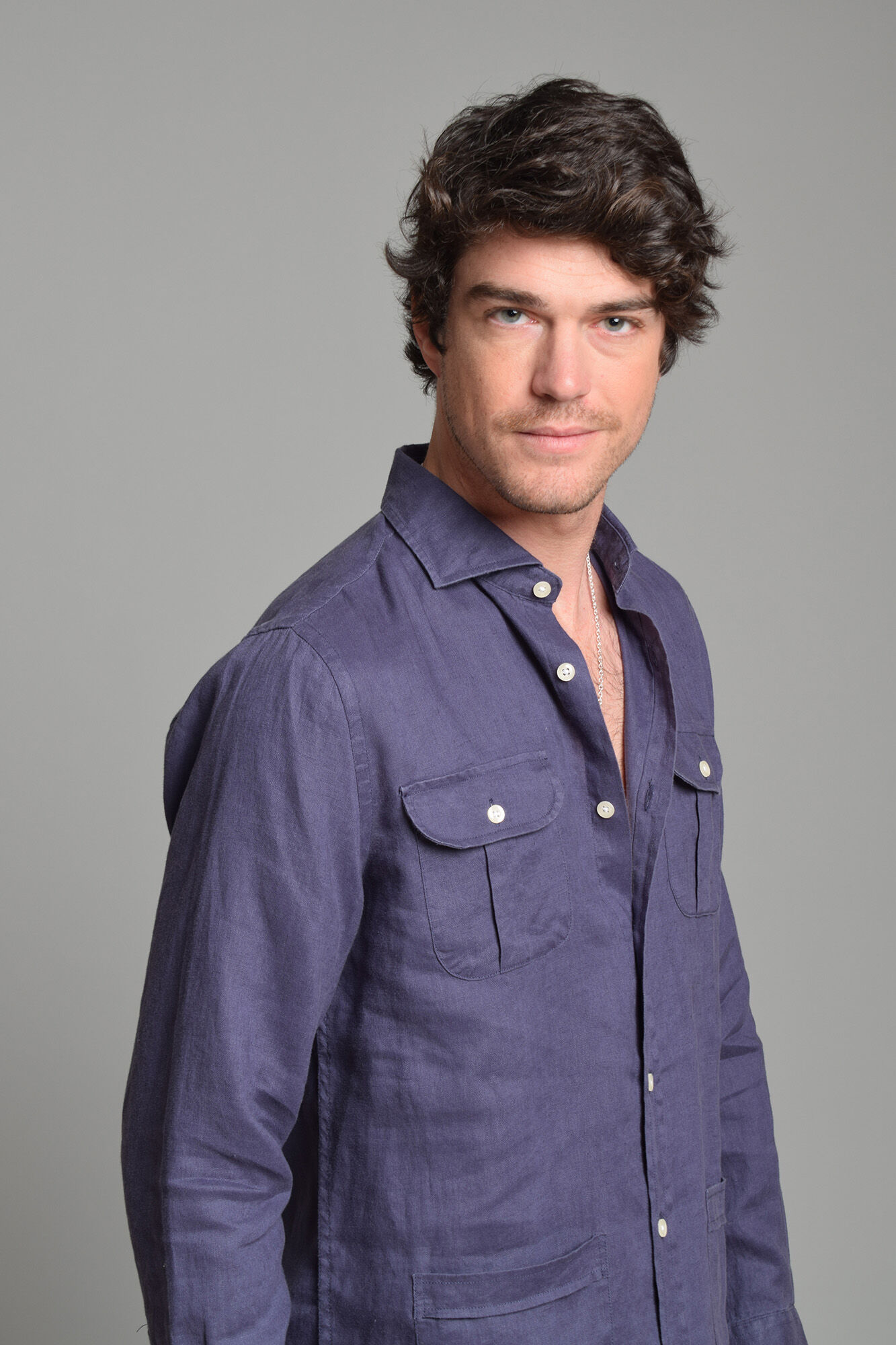 Cloking 100% linen Guayabera shirt Blue