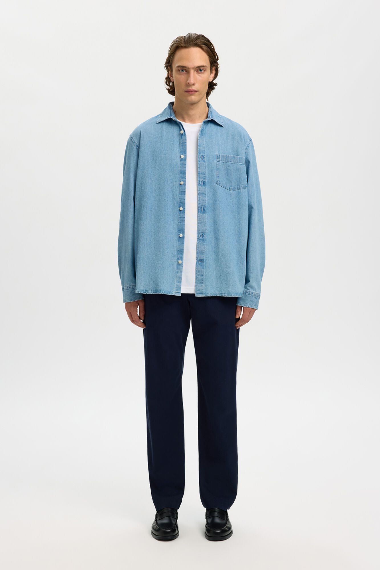Selected 100% organic cotton lightweight denim shirt