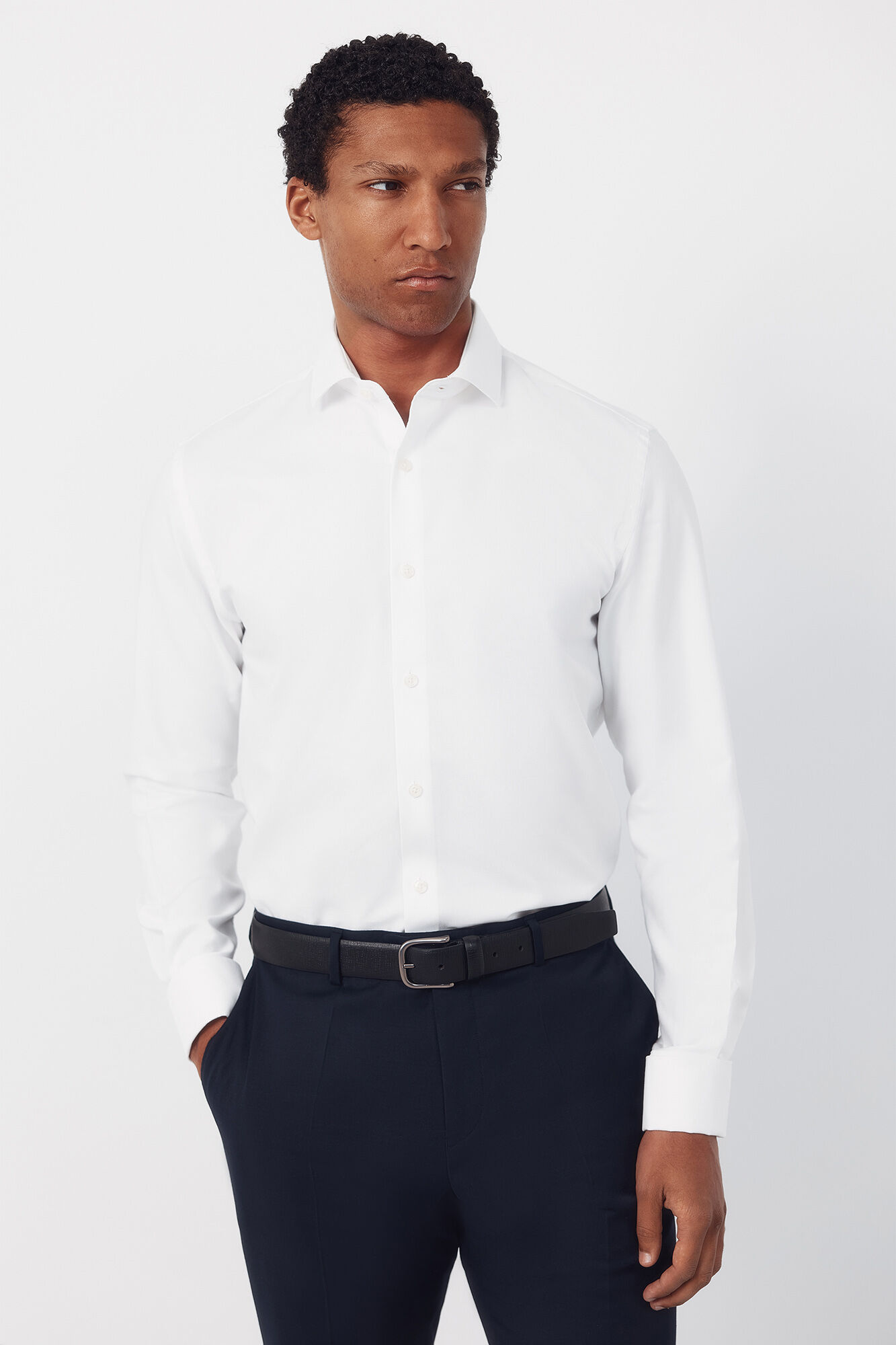 Cortefiel Slim fit easy iron cuff shirt with twin cuffs