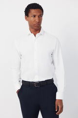 Cortefiel Slim fit easy iron cuff shirt with twin cuffs White