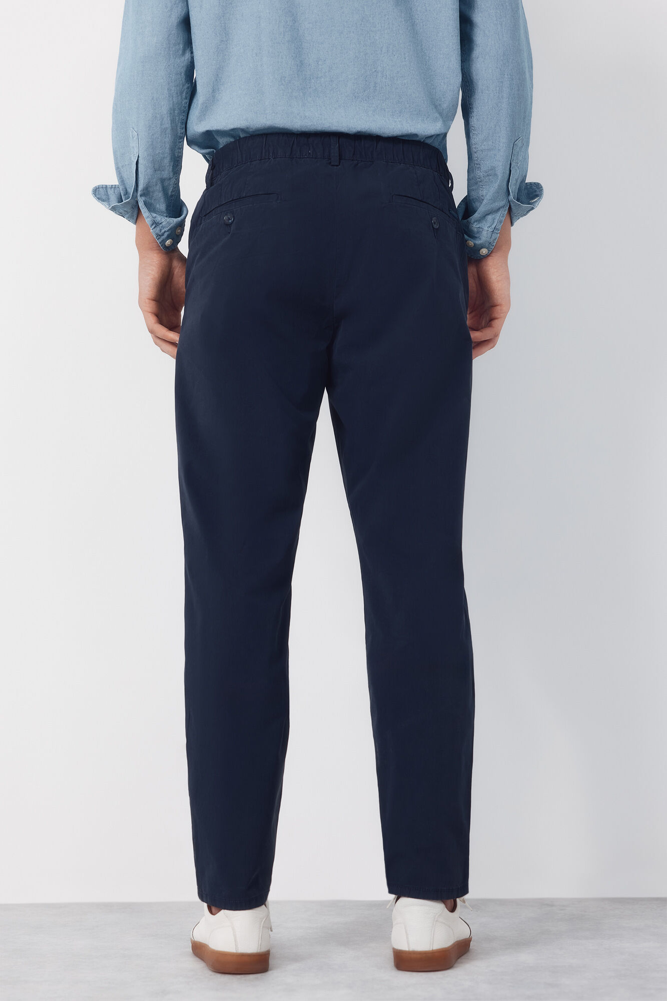Cortefiel Poplin jogger with regular elastic Navy