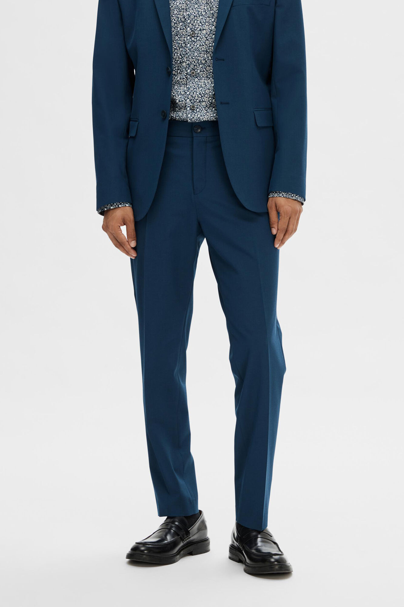 Selected Cal&ccedil;a de alfaiataria Slim Fit Azul