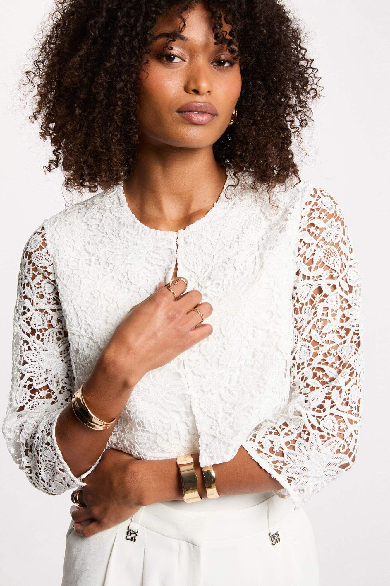 Morgan Bolero de renda cintado