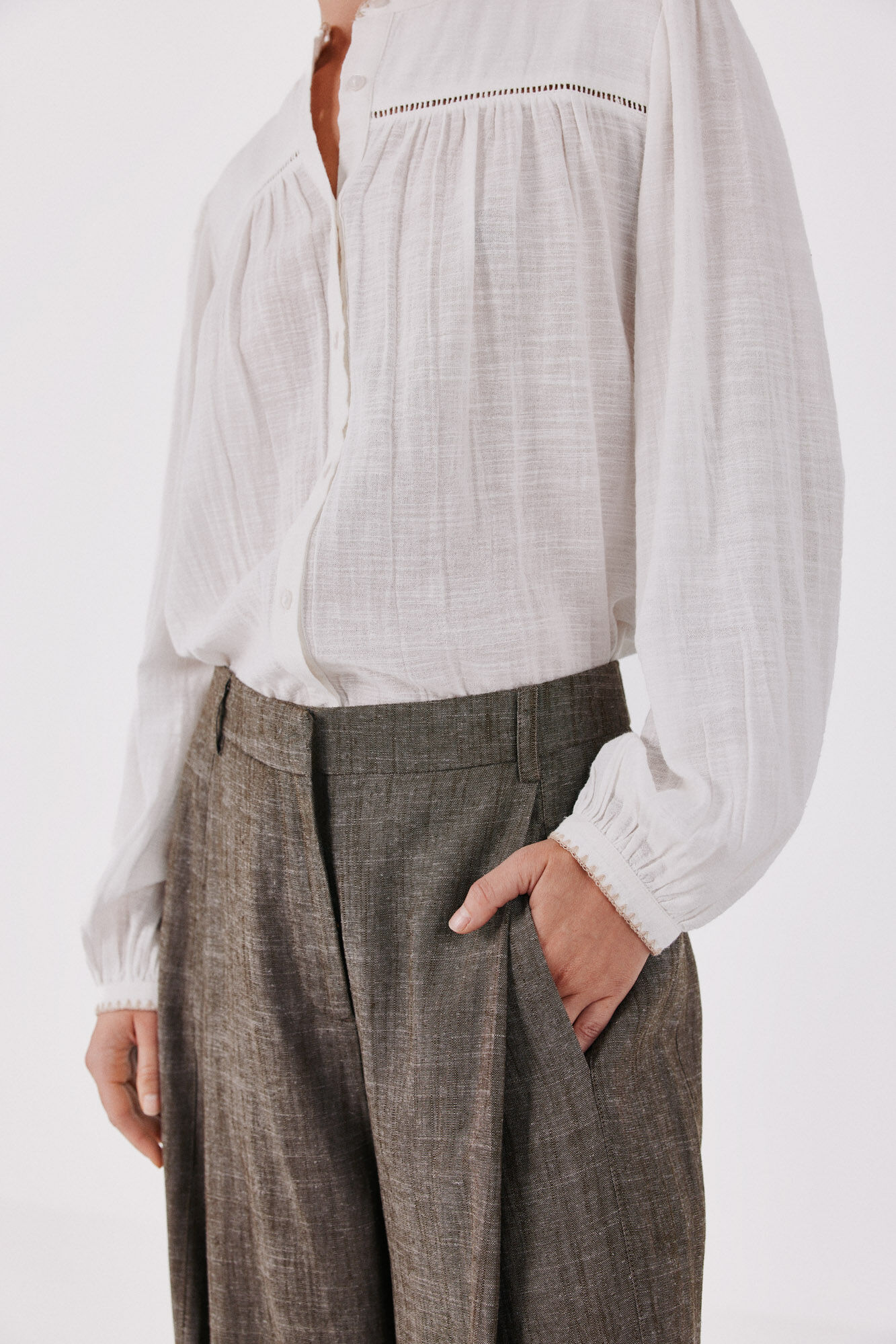 Cortefiel Embroidered contrast blouse