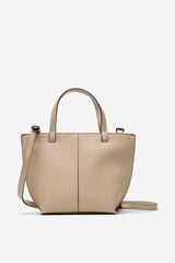 Cortefiel Mini shopper with stitching Beige