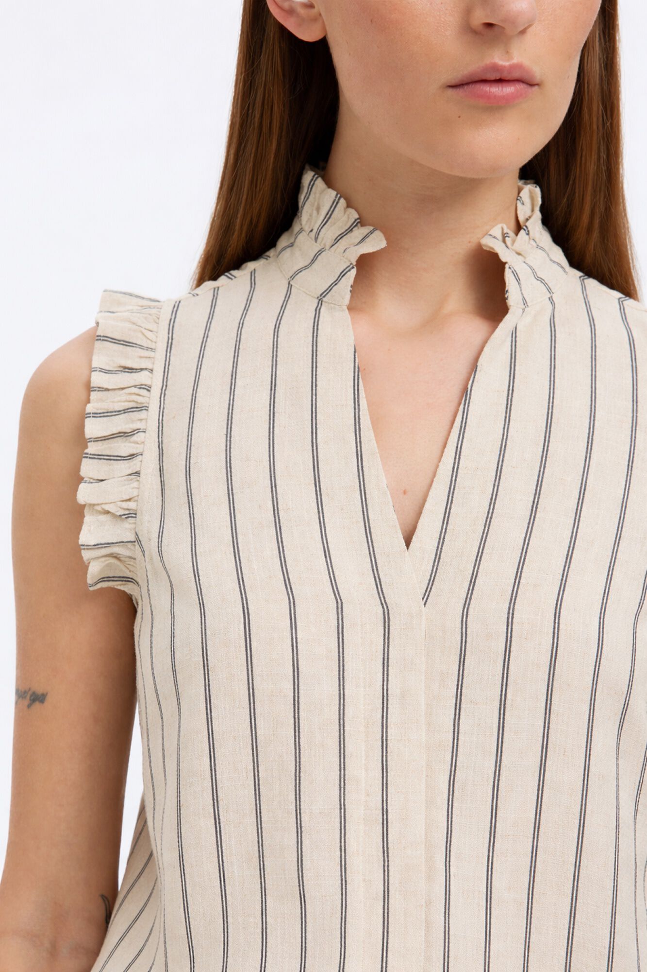 Selected Sleeveless ruffle blouse