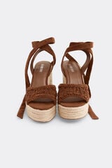Slowlove Sandalia plataforma crochet Marr&oacute;n