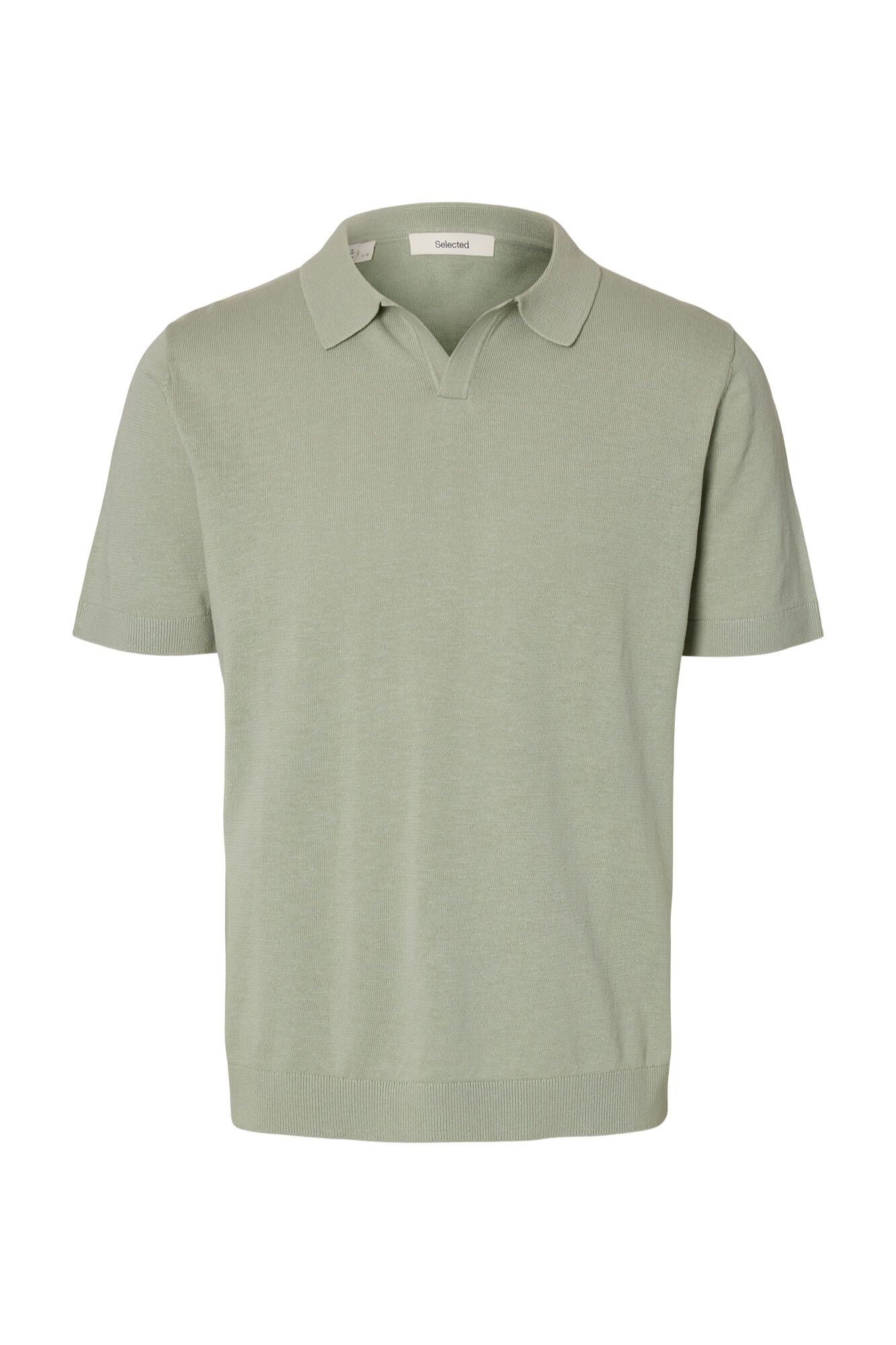Selected Polo de malha com gola aberta Verde