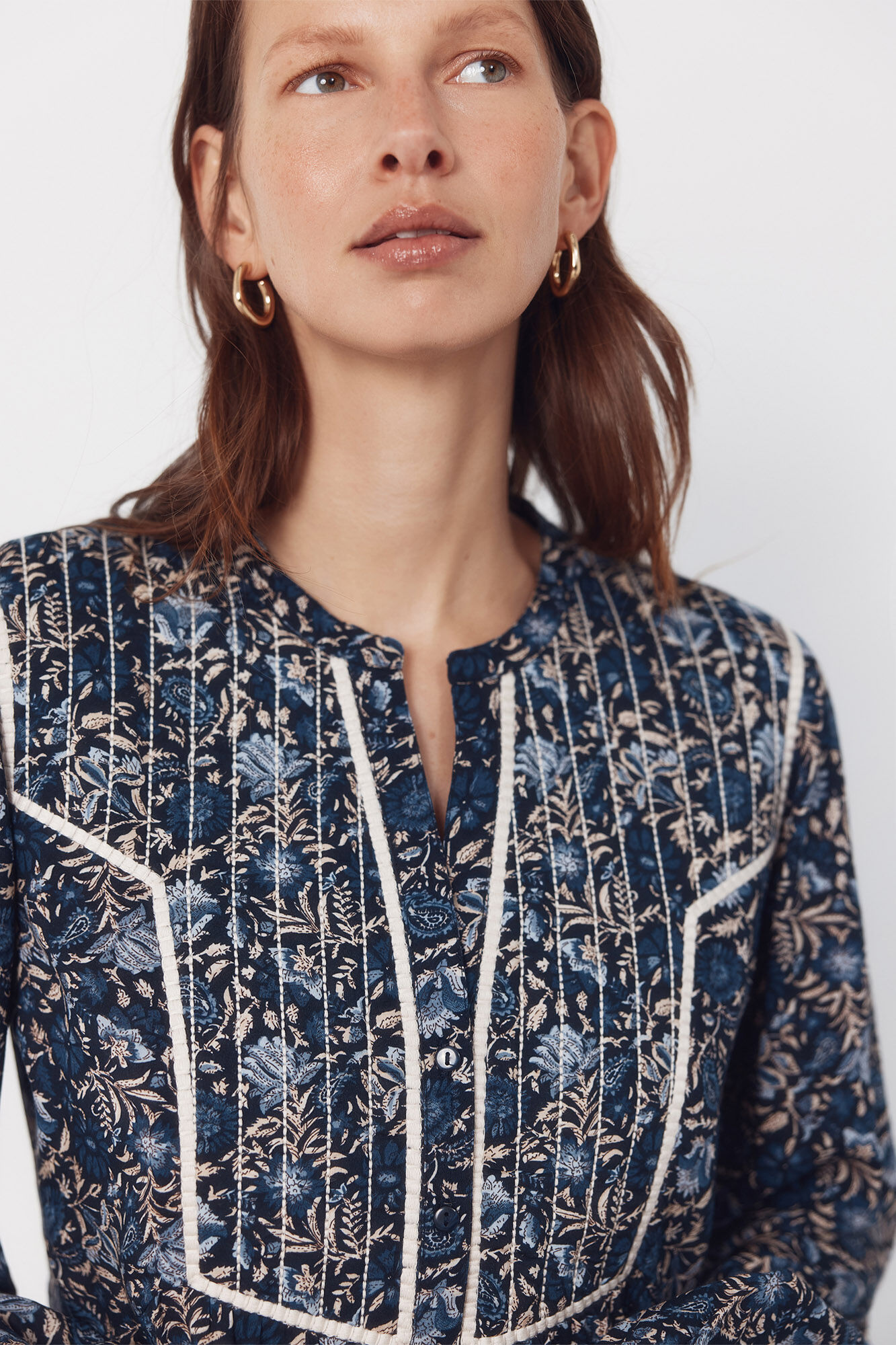 Cortefiel Padded mandarin blouse