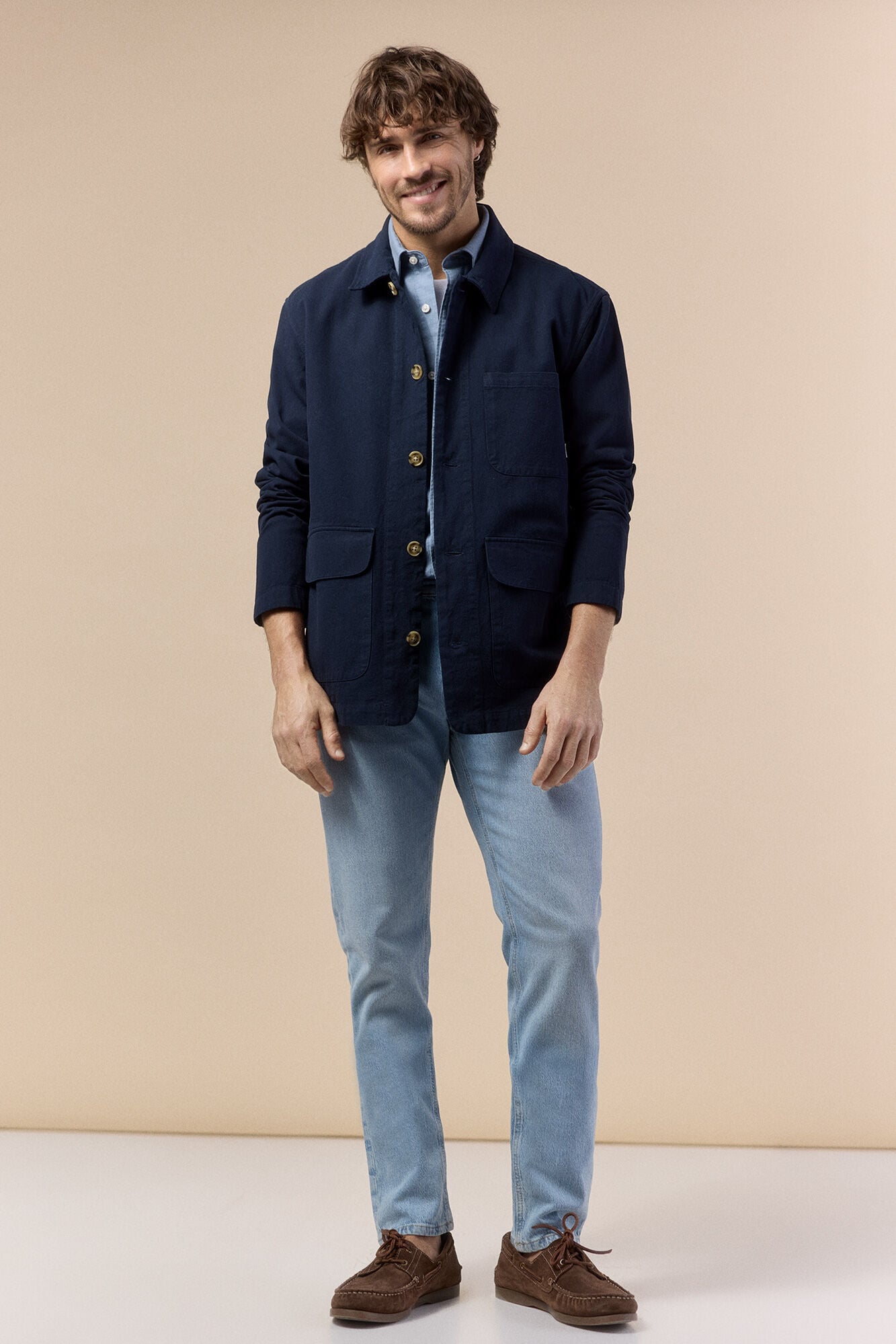 OOTO Cotton linen overshirt Navy