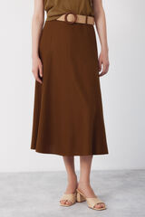 Cortefiel Flared skirt with belt Brown
