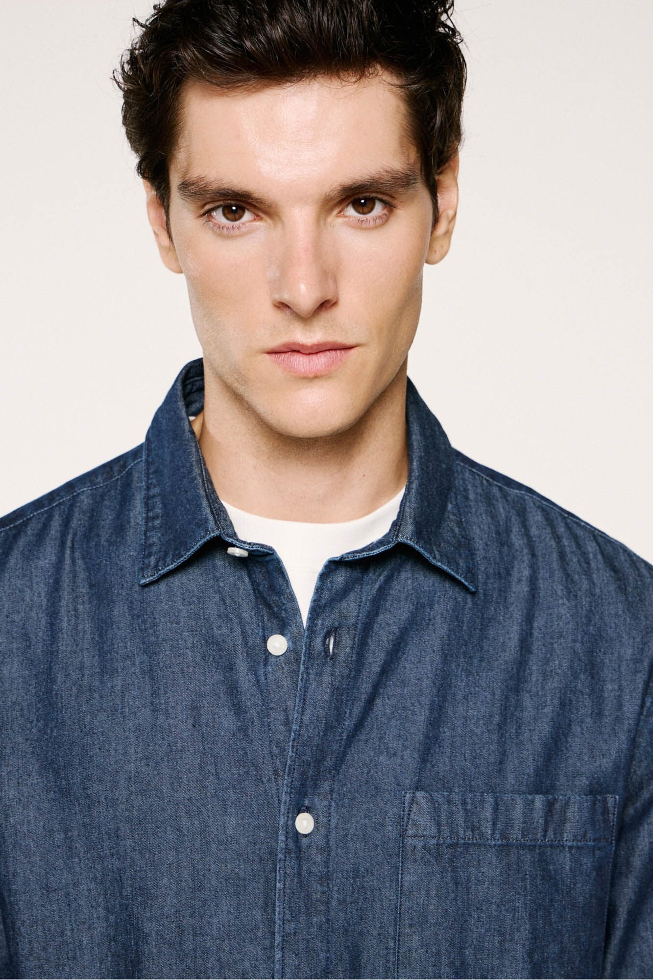Selected 100% organic cotton lightweight denim shirt