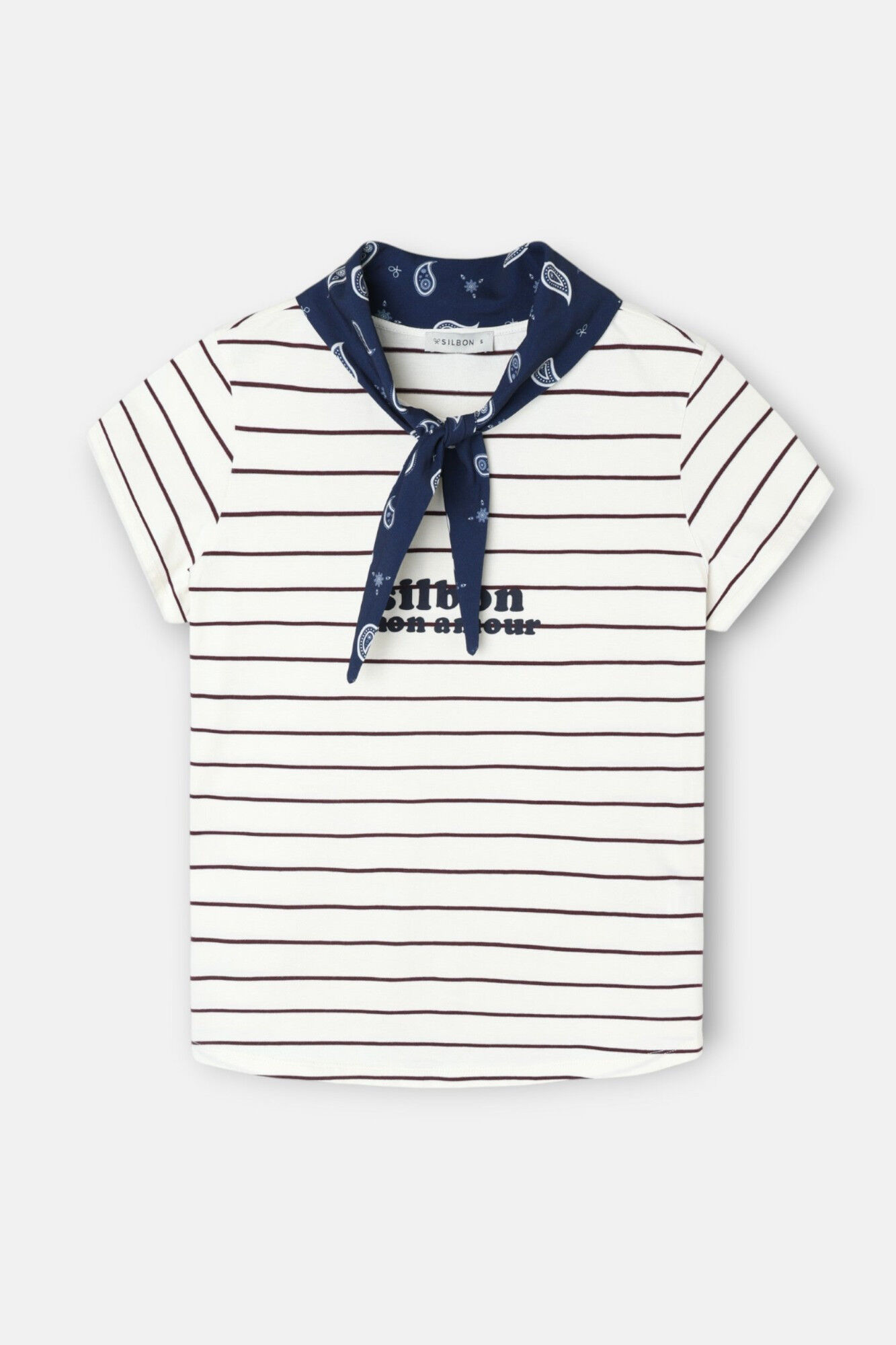 Silbon T-shirt mulher com aplica&ccedil;&atilde;o silbon bandana Impress&atilde;o