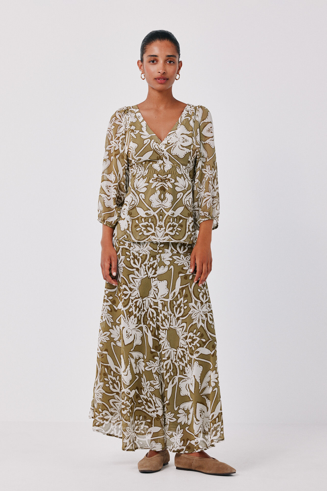Cortefiel Printed fluid blouse
