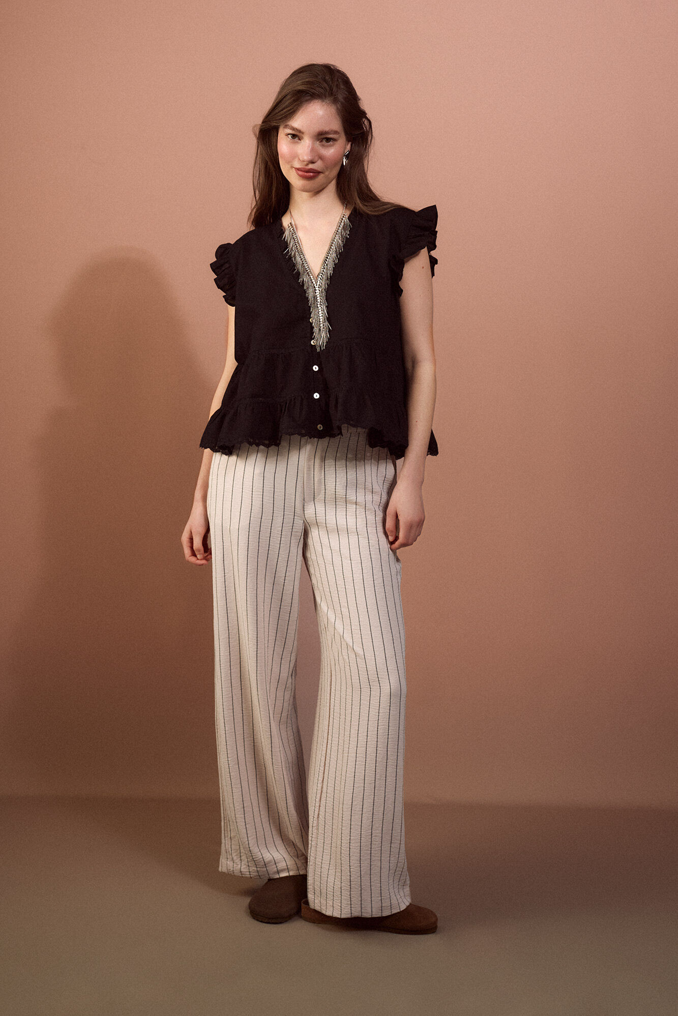 Slowlove Pantal&oacute;n de pata ancha Impress&atilde;o