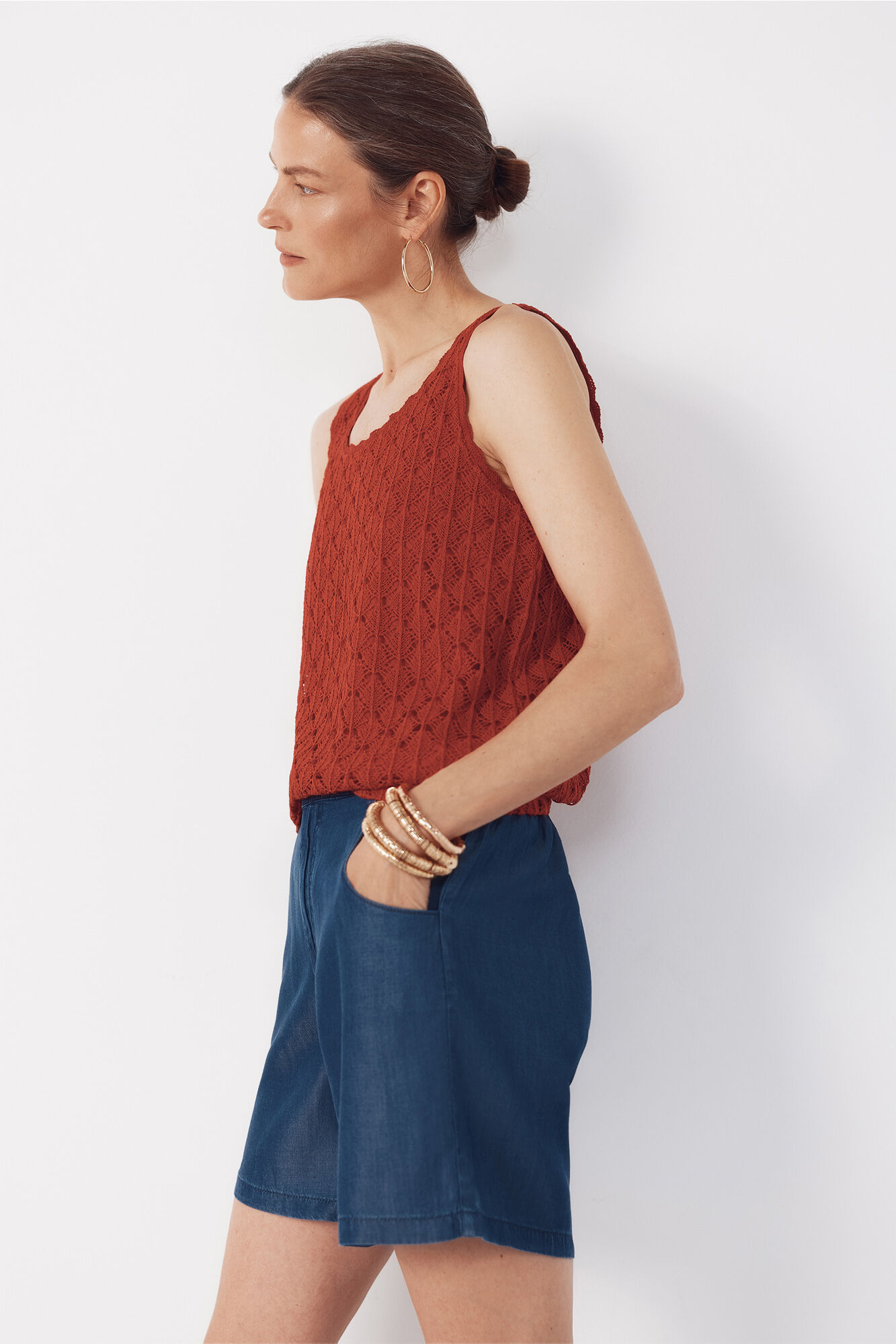 Cortefiel Rustic top structure Red